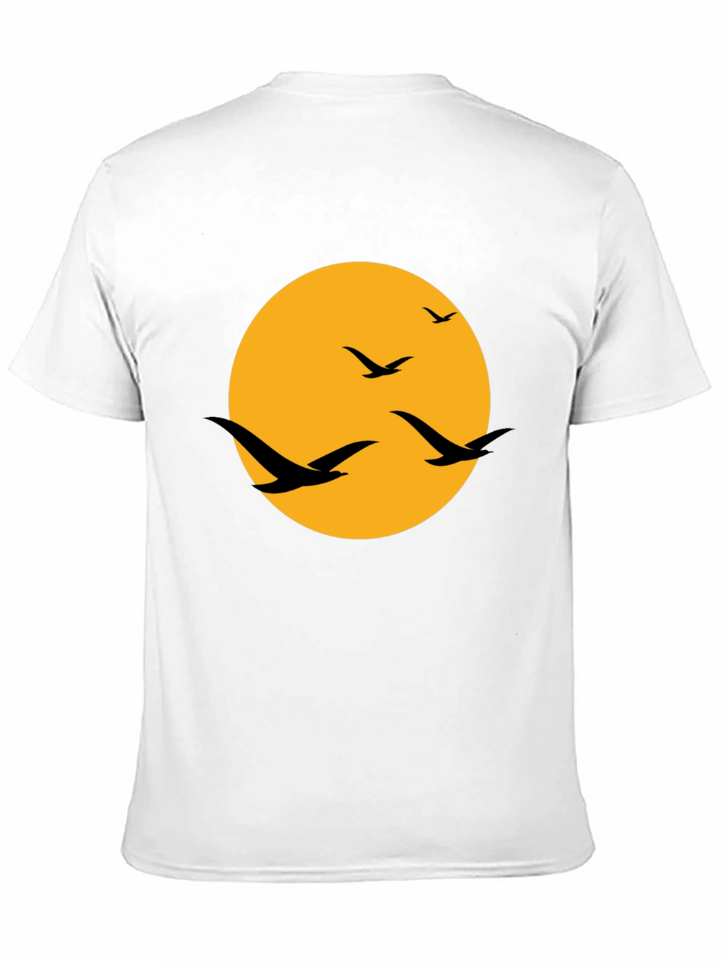 Mens Black T-Shirt with Birds and Moon Design