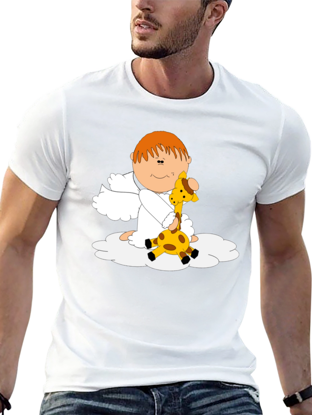 Angel and Giraffe Black T-Shirt