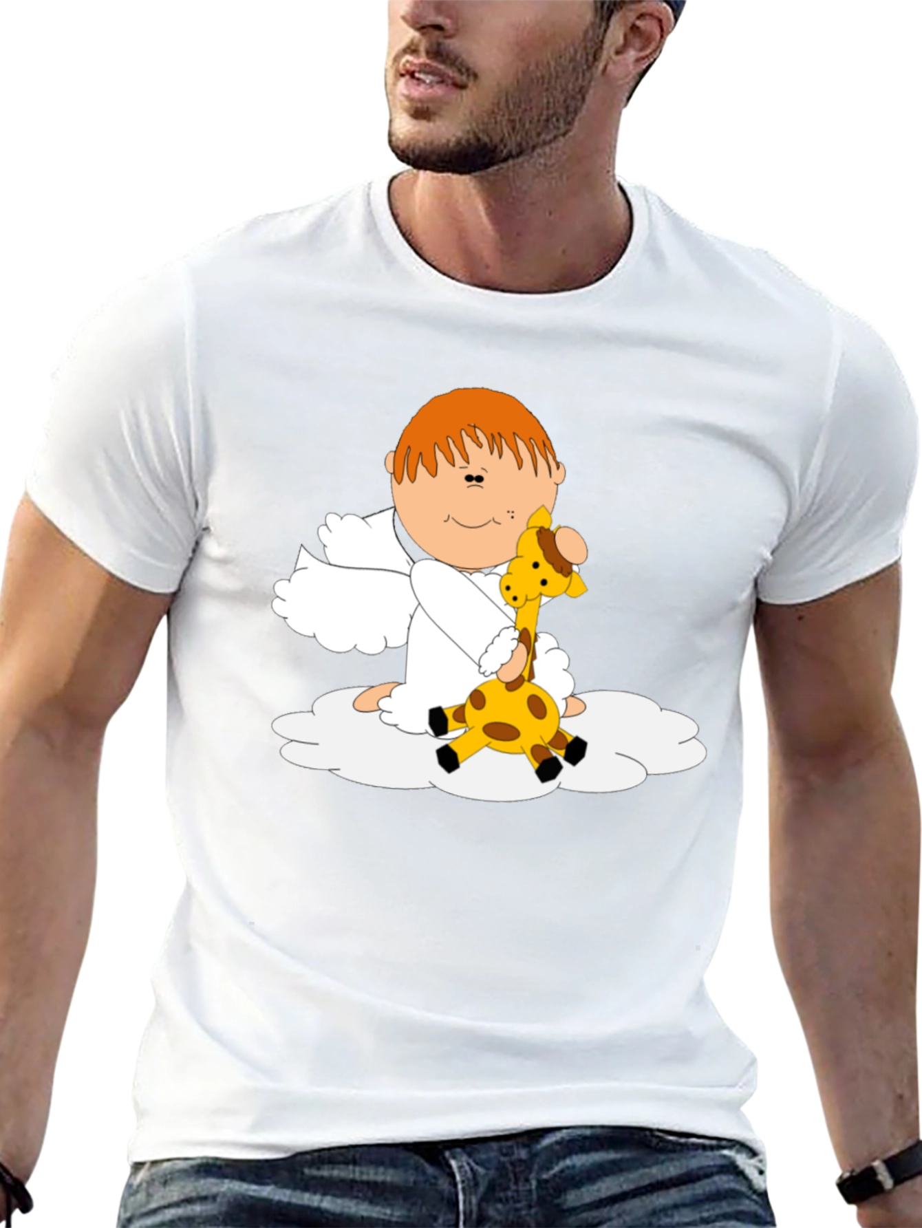 Angel and Giraffe Black T-Shirt