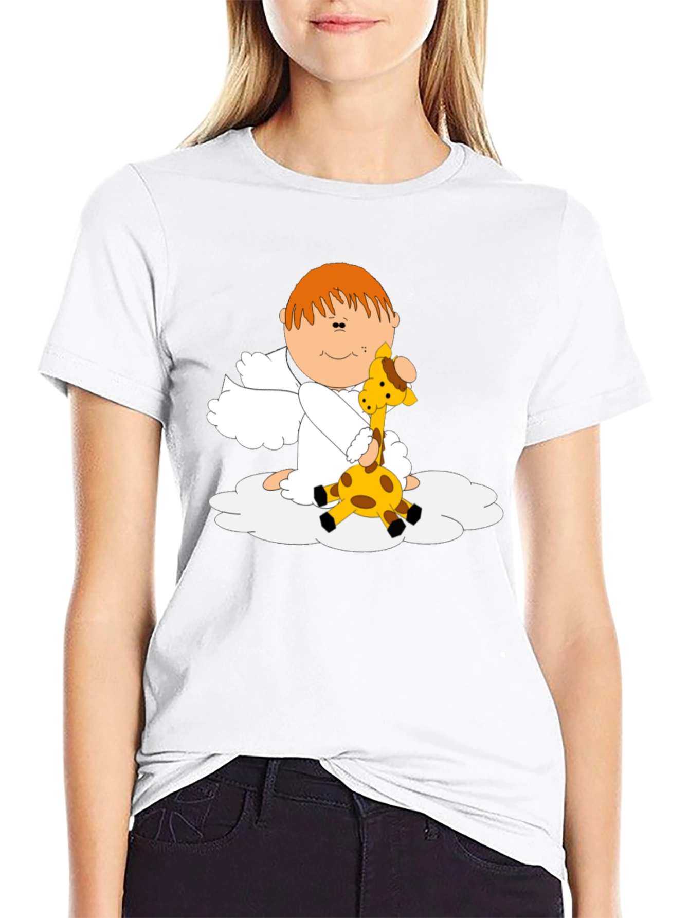 Angel and Giraffe Black T-Shirt