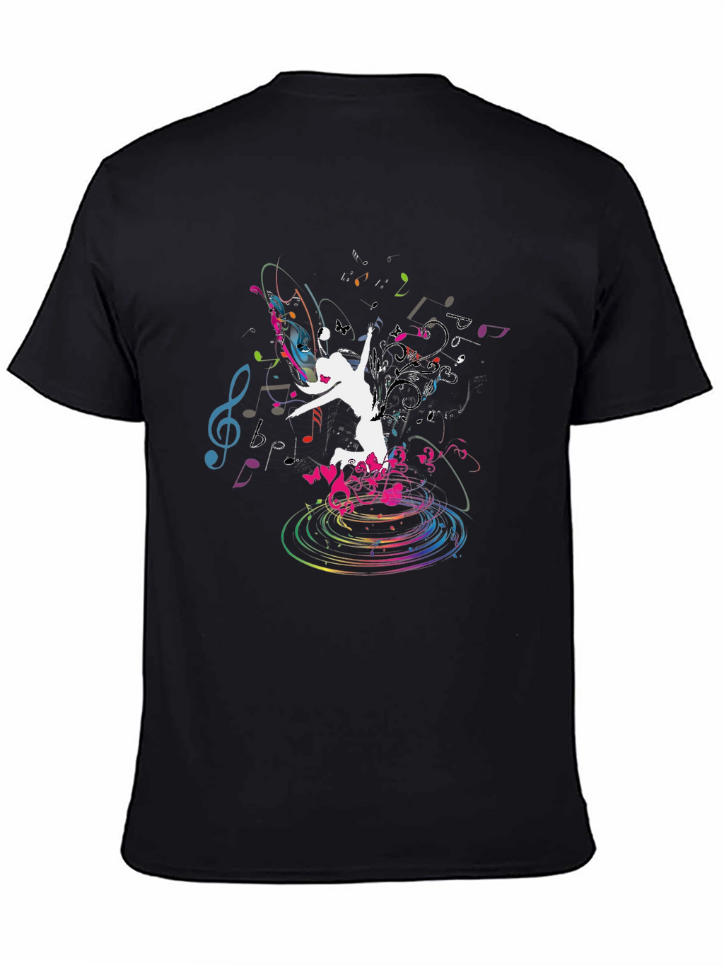 Music Dance Graphic Black T-Shirt