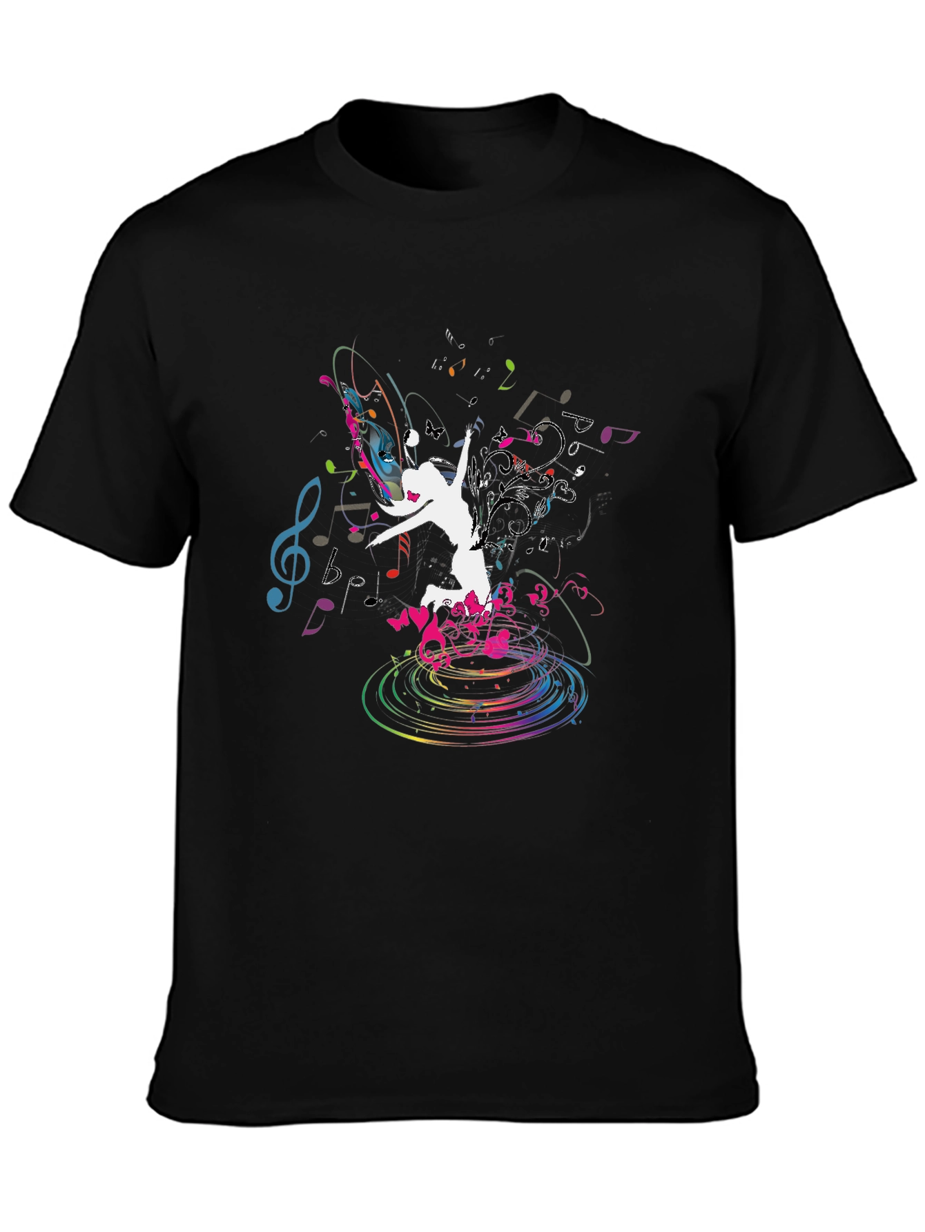 Music Dance Graphic Black T-Shirt