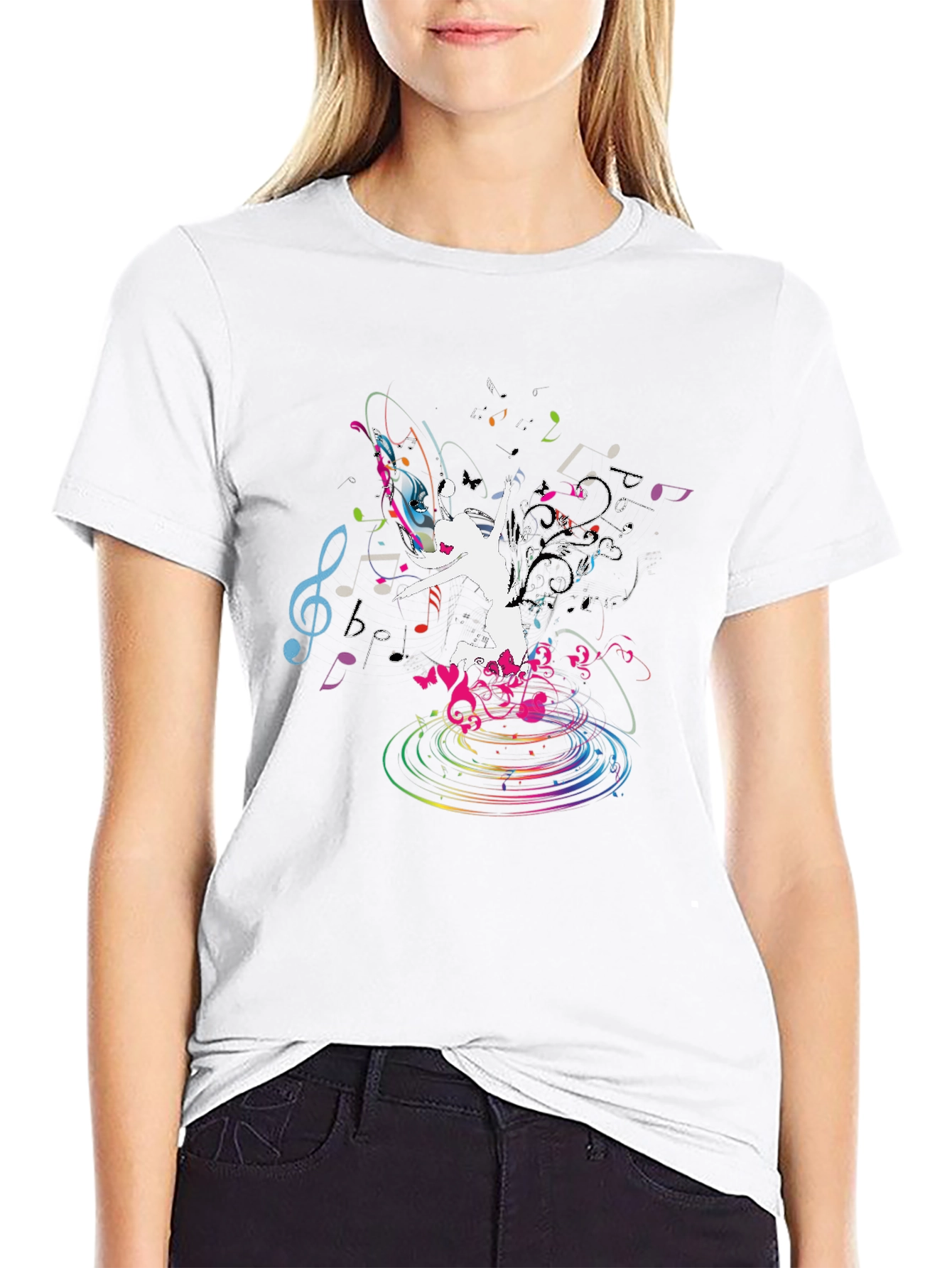 Music Dance Graphic Black T-Shirt