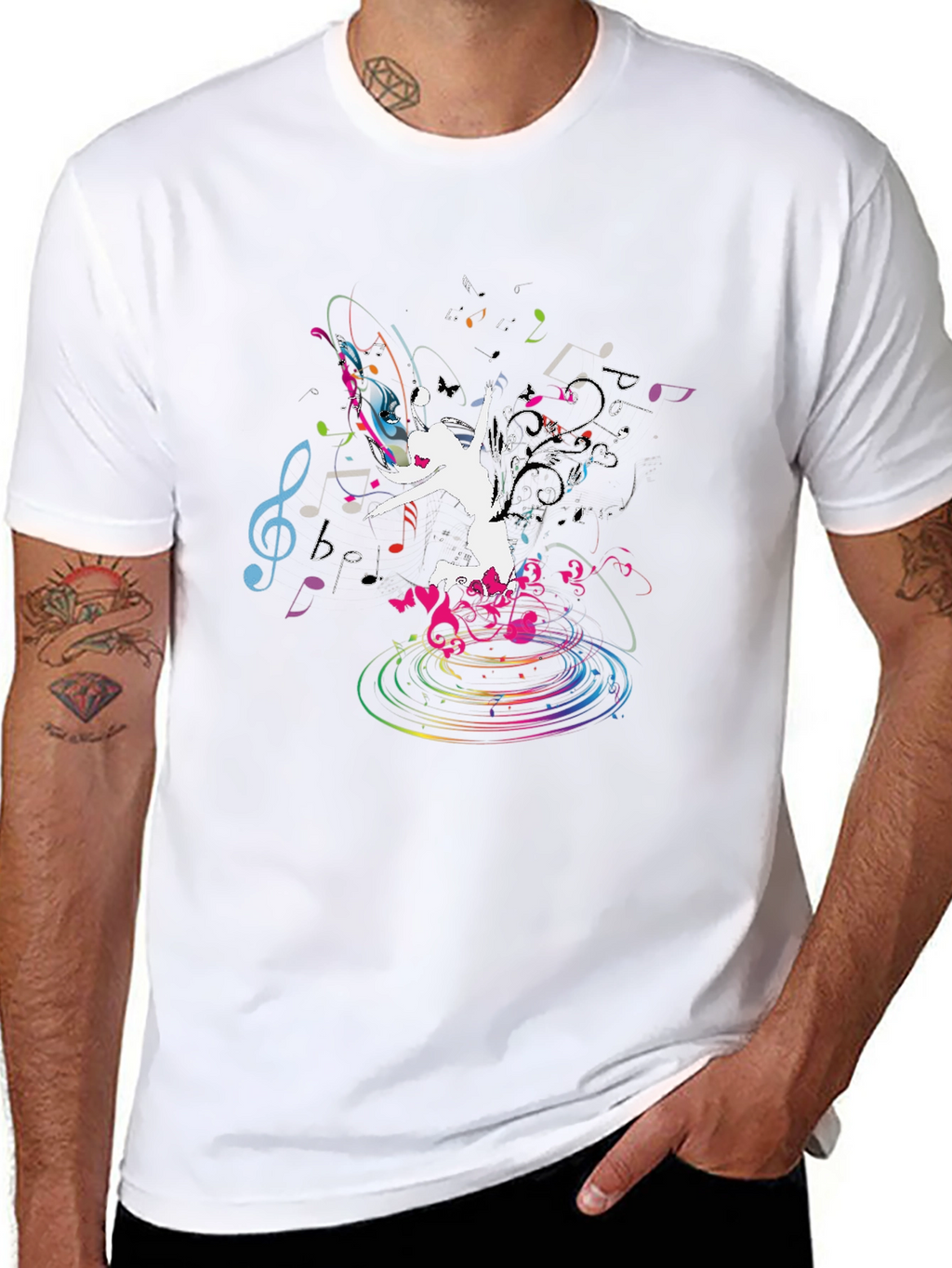 Music Dance Graphic Black T-Shirt