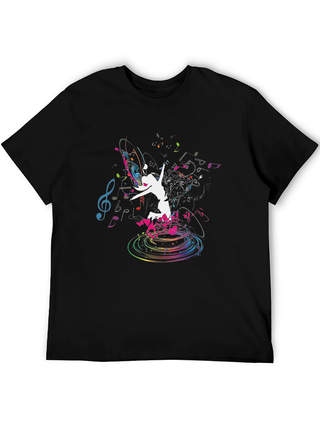 Music Dance Graphic Black T-Shirt