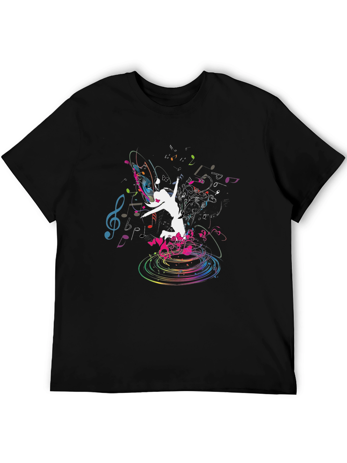 Music Dance Graphic Black T-Shirt