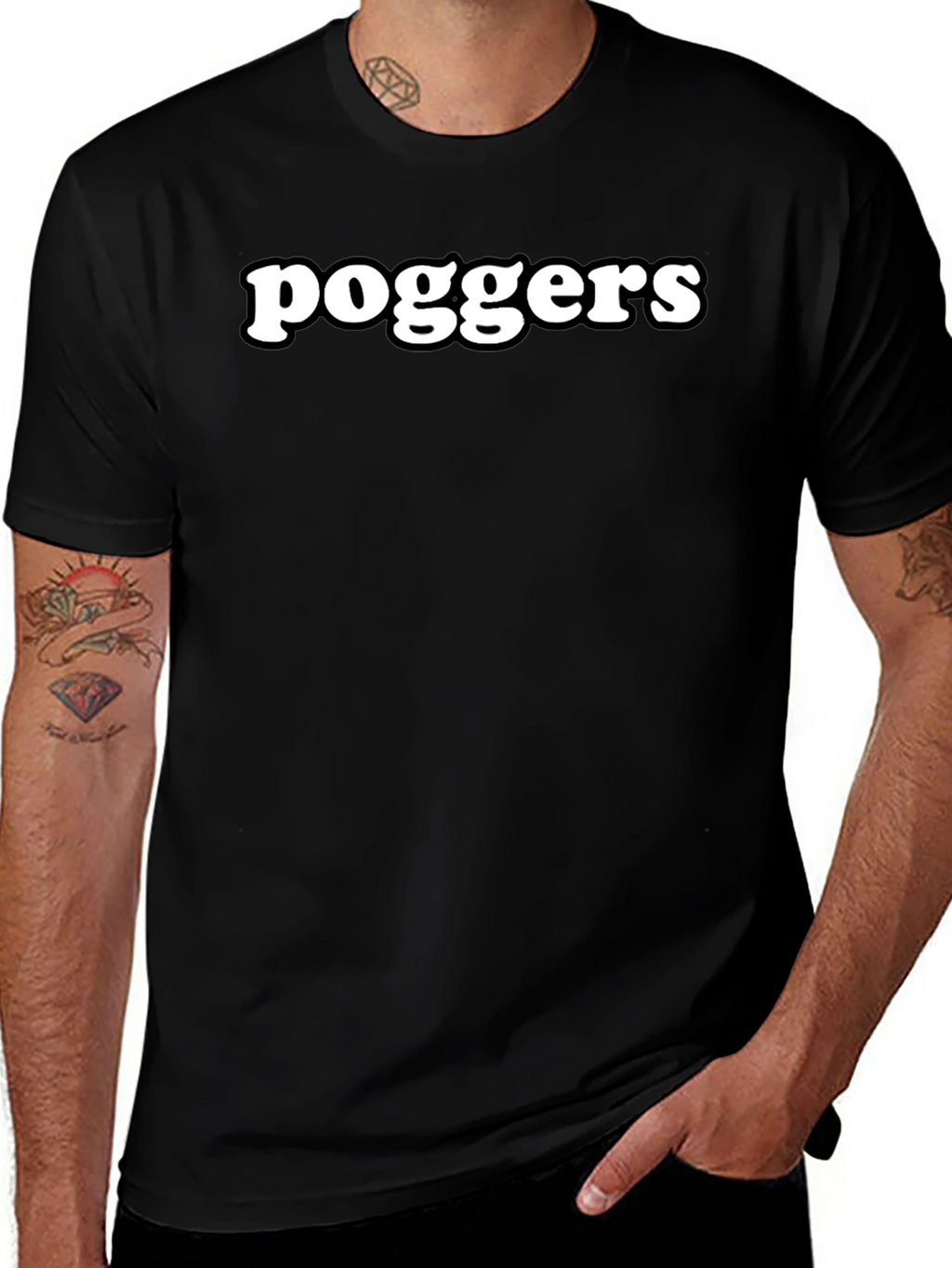 Poggers Black Graphic T-Shirt