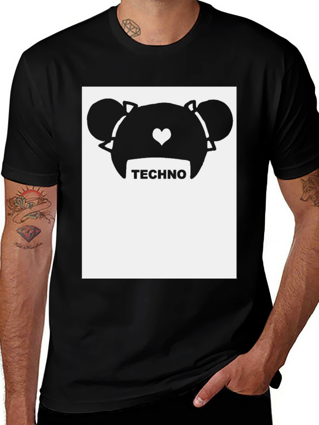 Techno Bear Graphic Tee - Trendy Music Lover Shirt