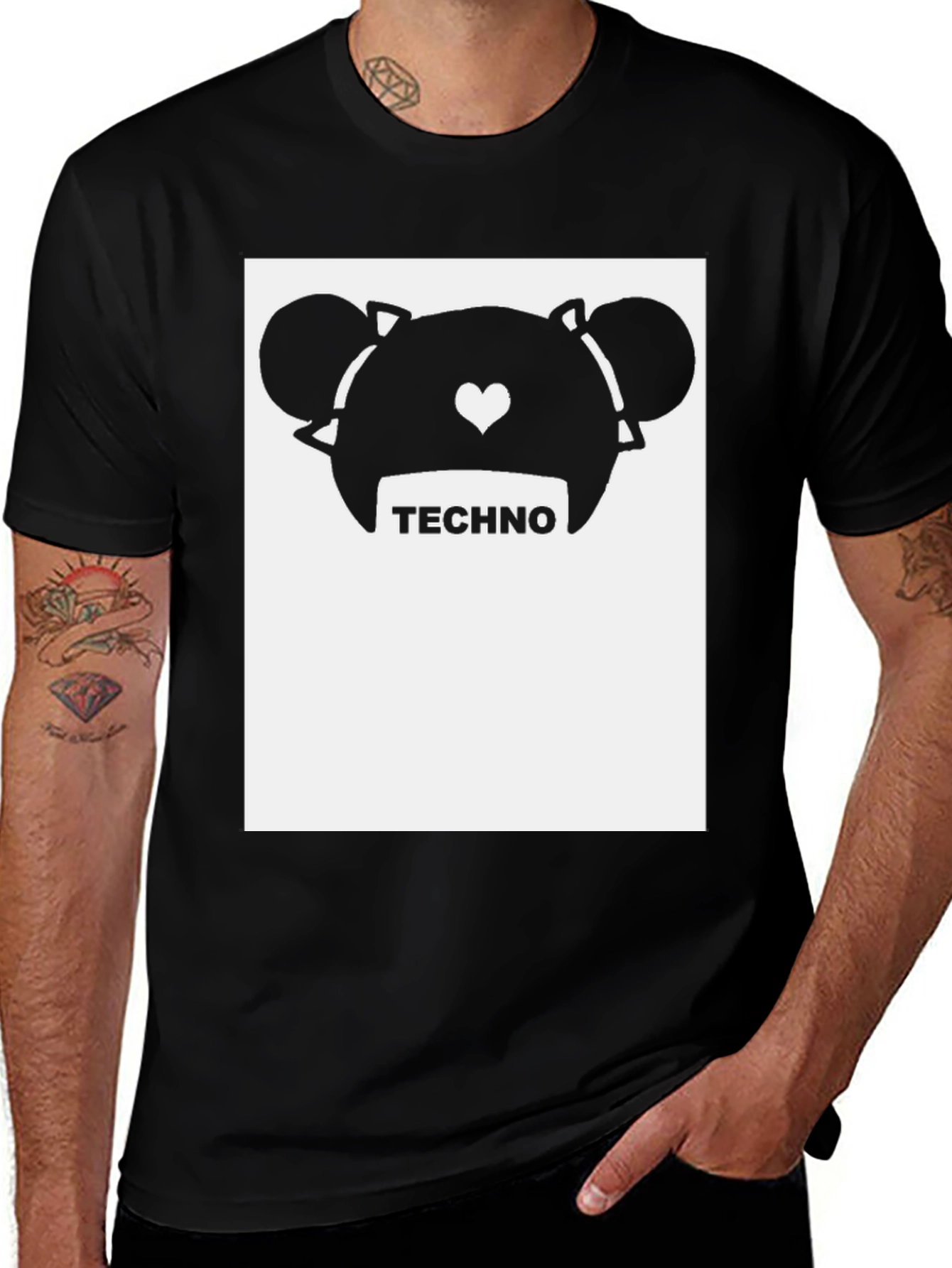 Techno Bear Graphic Tee - Trendy Music Lover Shirt