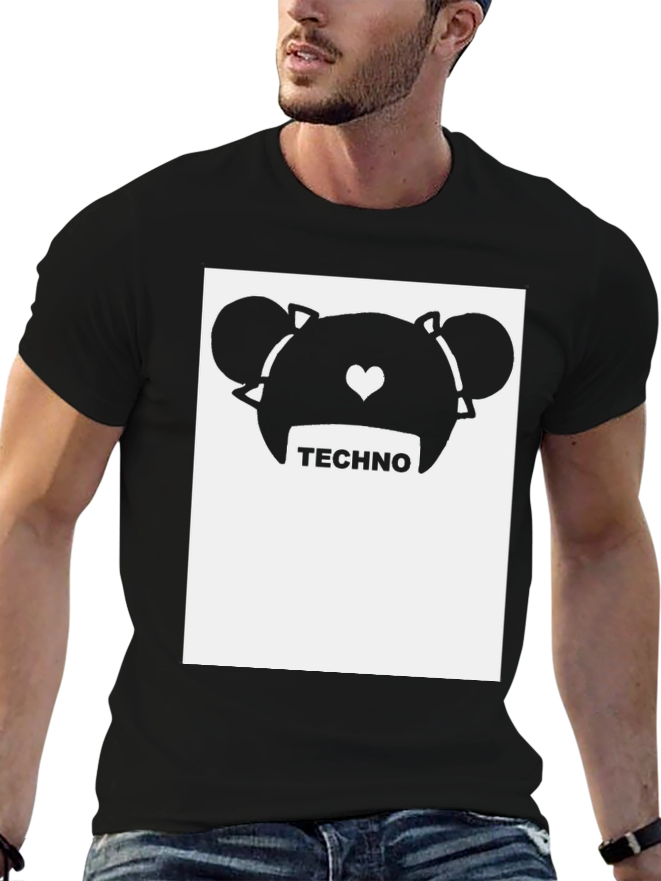 Techno Bear Graphic Tee - Trendy Music Lover Shirt