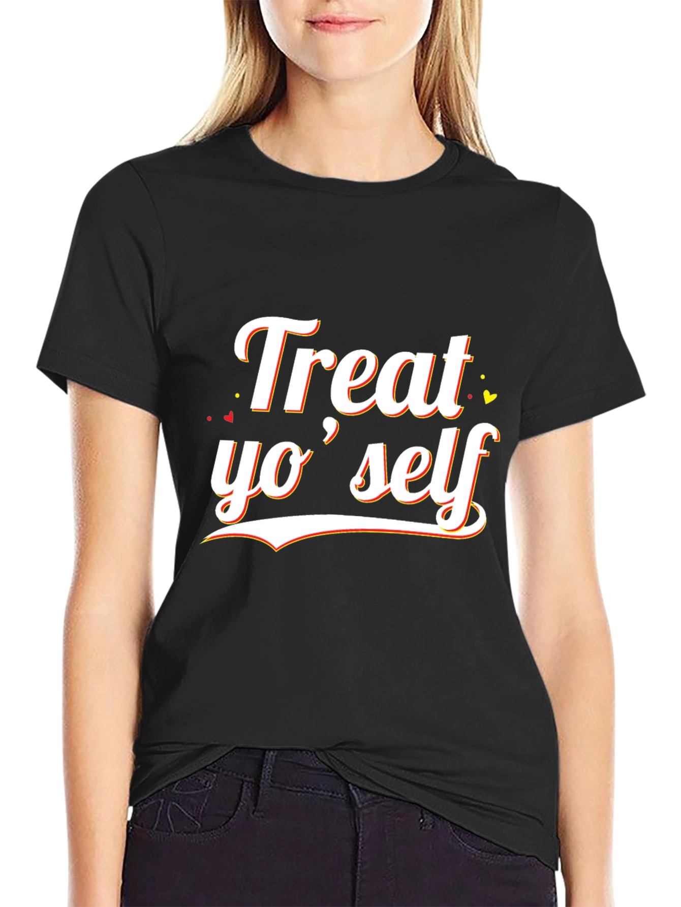 Treat Yo Self Black Graphic Tee