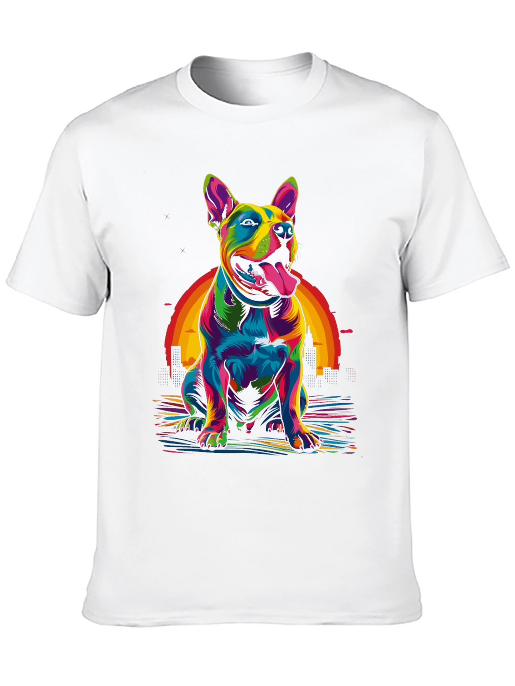 Colorful Dog Graphic T-Shirt