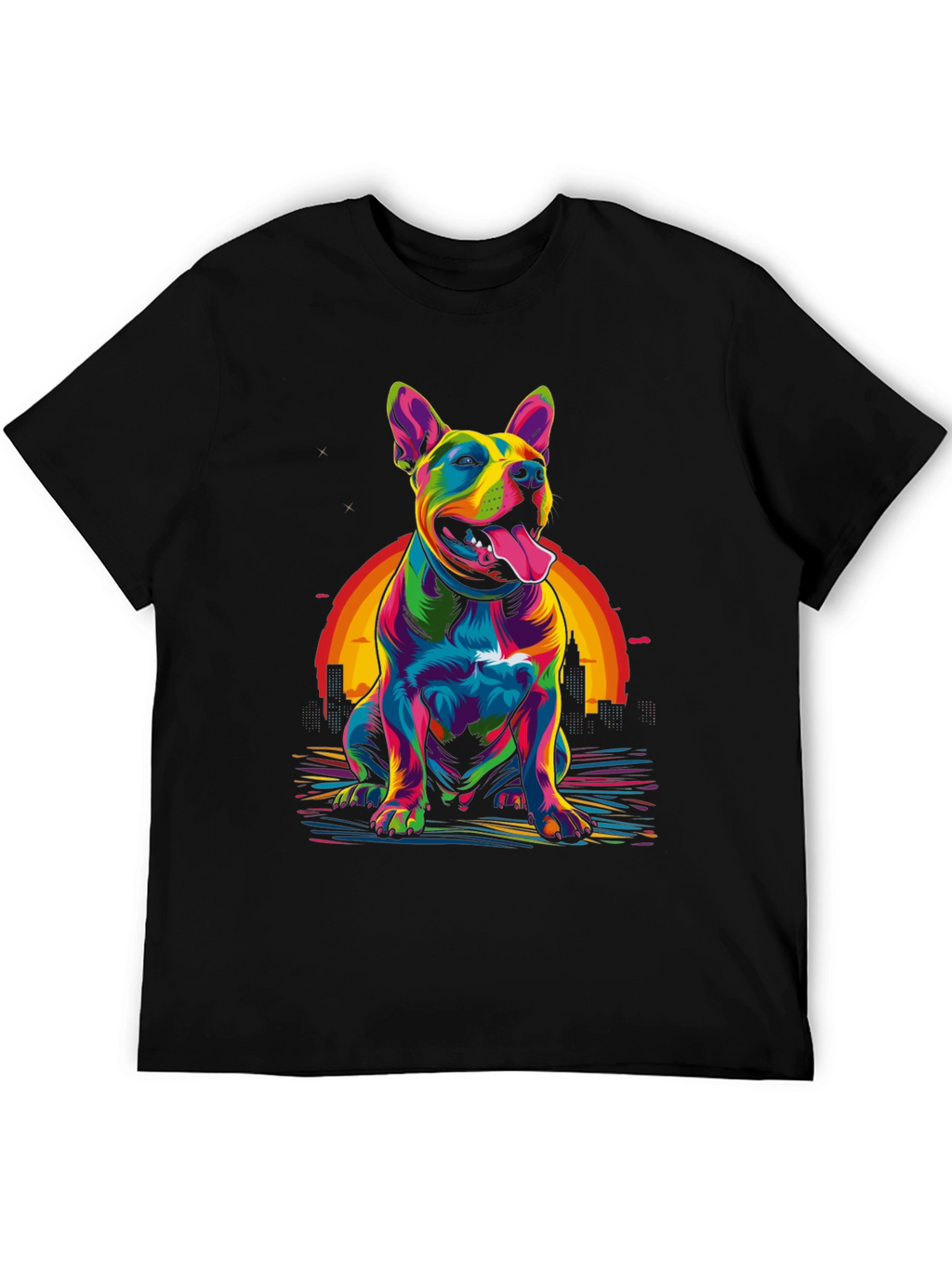 Colorful Dog Graphic T-Shirt