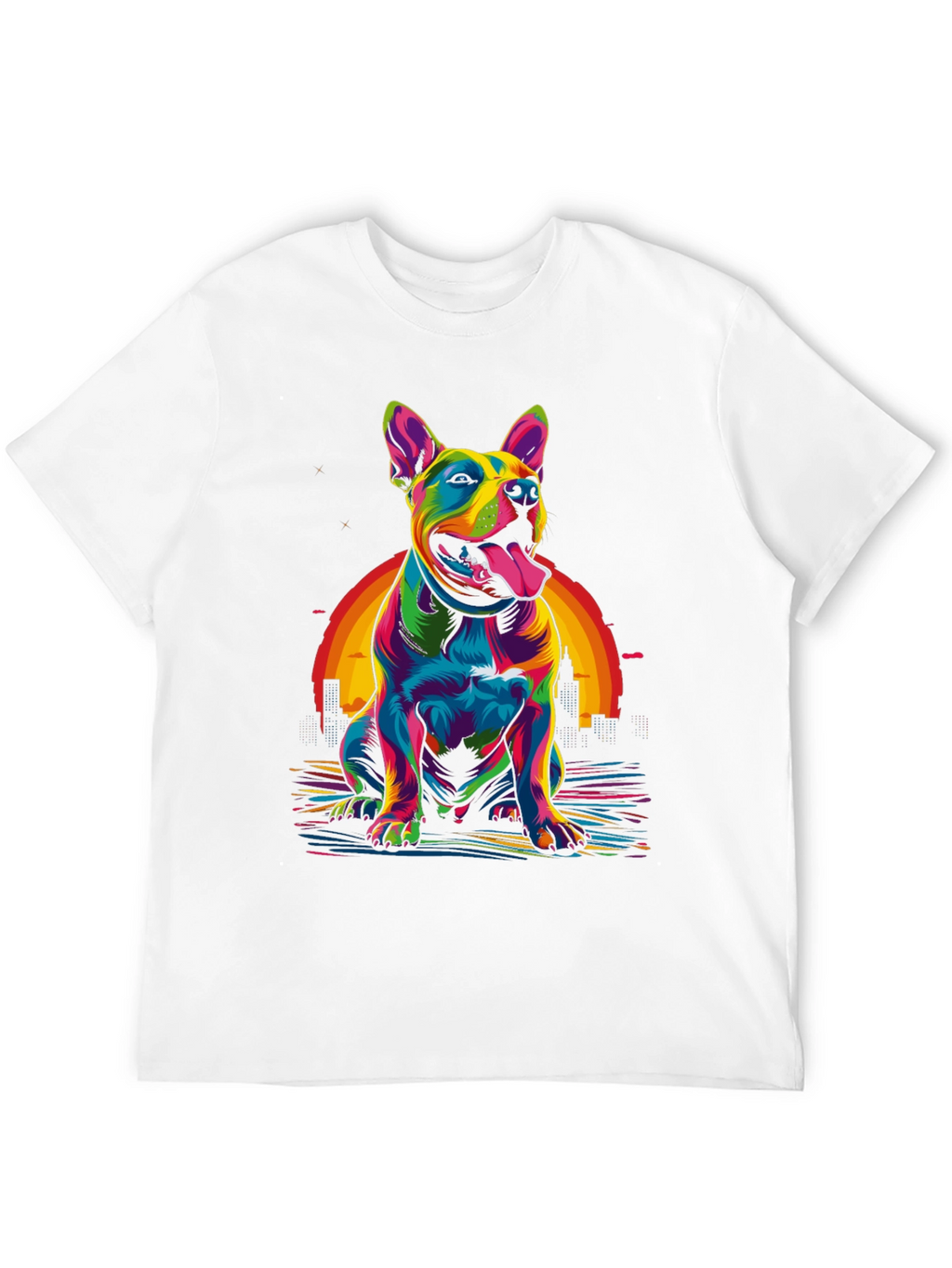 Colorful Dog Graphic T-Shirt