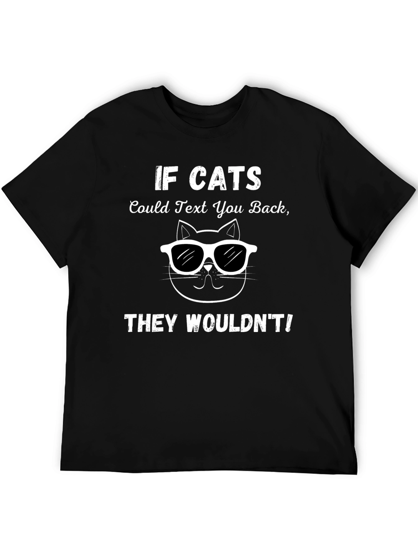 Funny If Cats Could Text Black T-Shirt