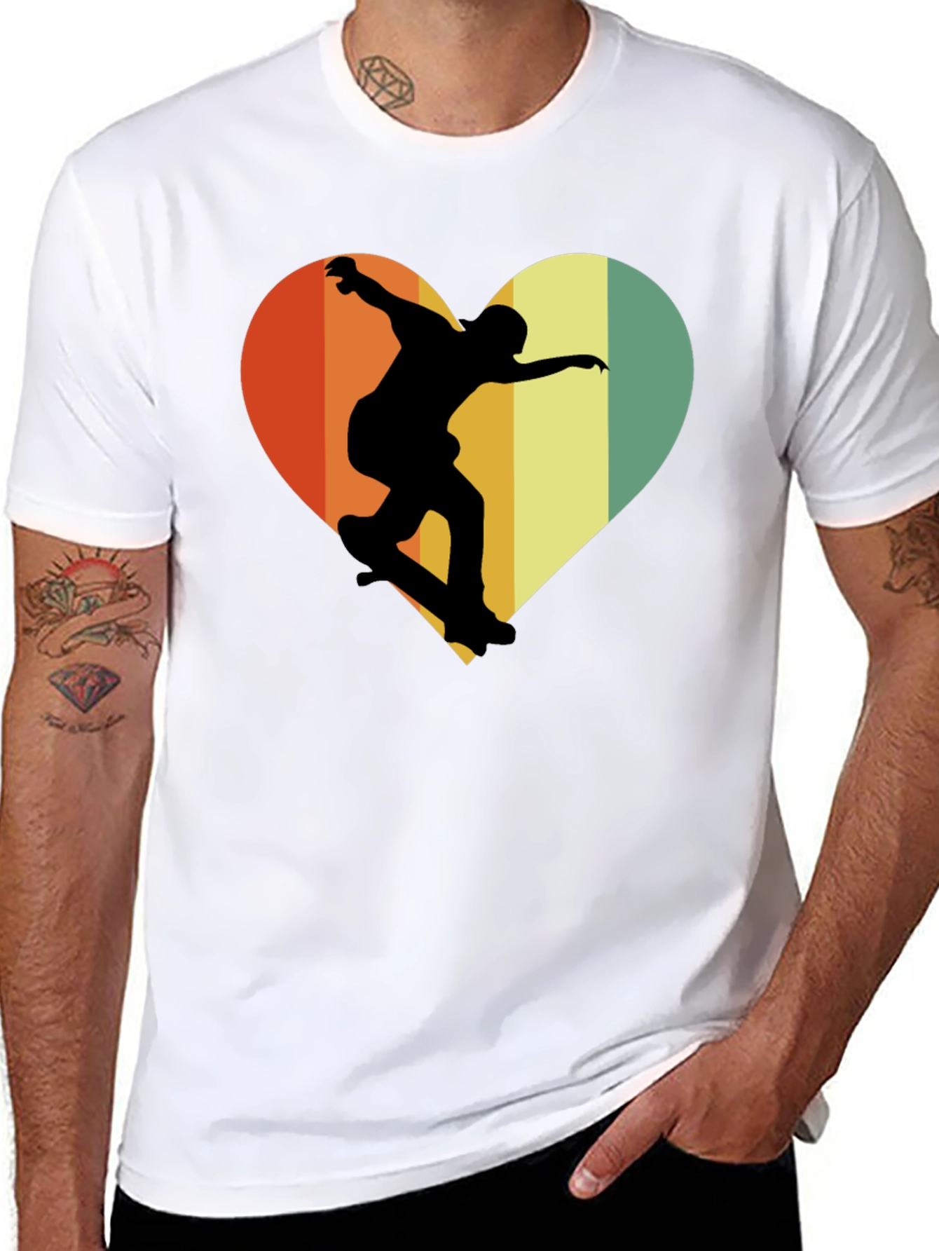 Skateboard Heart Graphic Tee - Retro Style