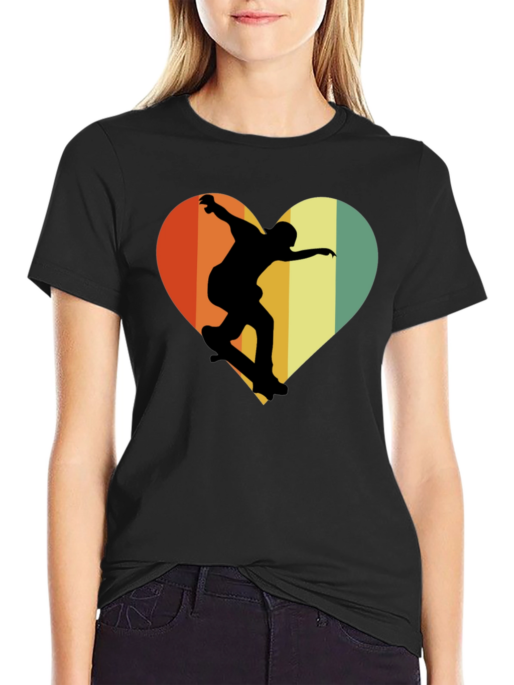 Skateboard Heart Graphic Tee - Retro Style
