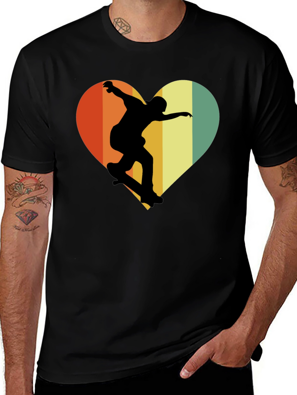 Skateboard Heart Graphic Tee - Retro Style