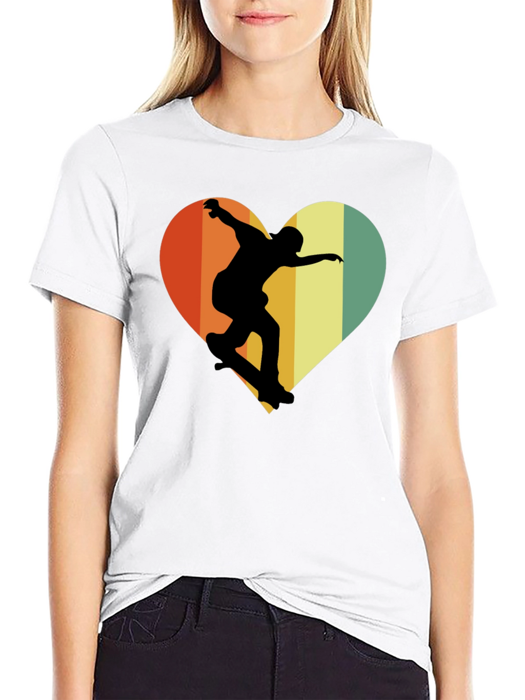 Skateboard Heart Graphic Tee - Retro Style