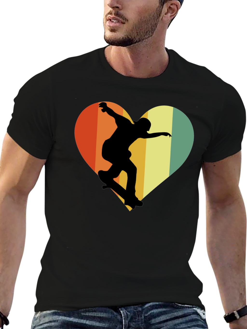 Skateboard Heart Graphic Tee - Retro Style