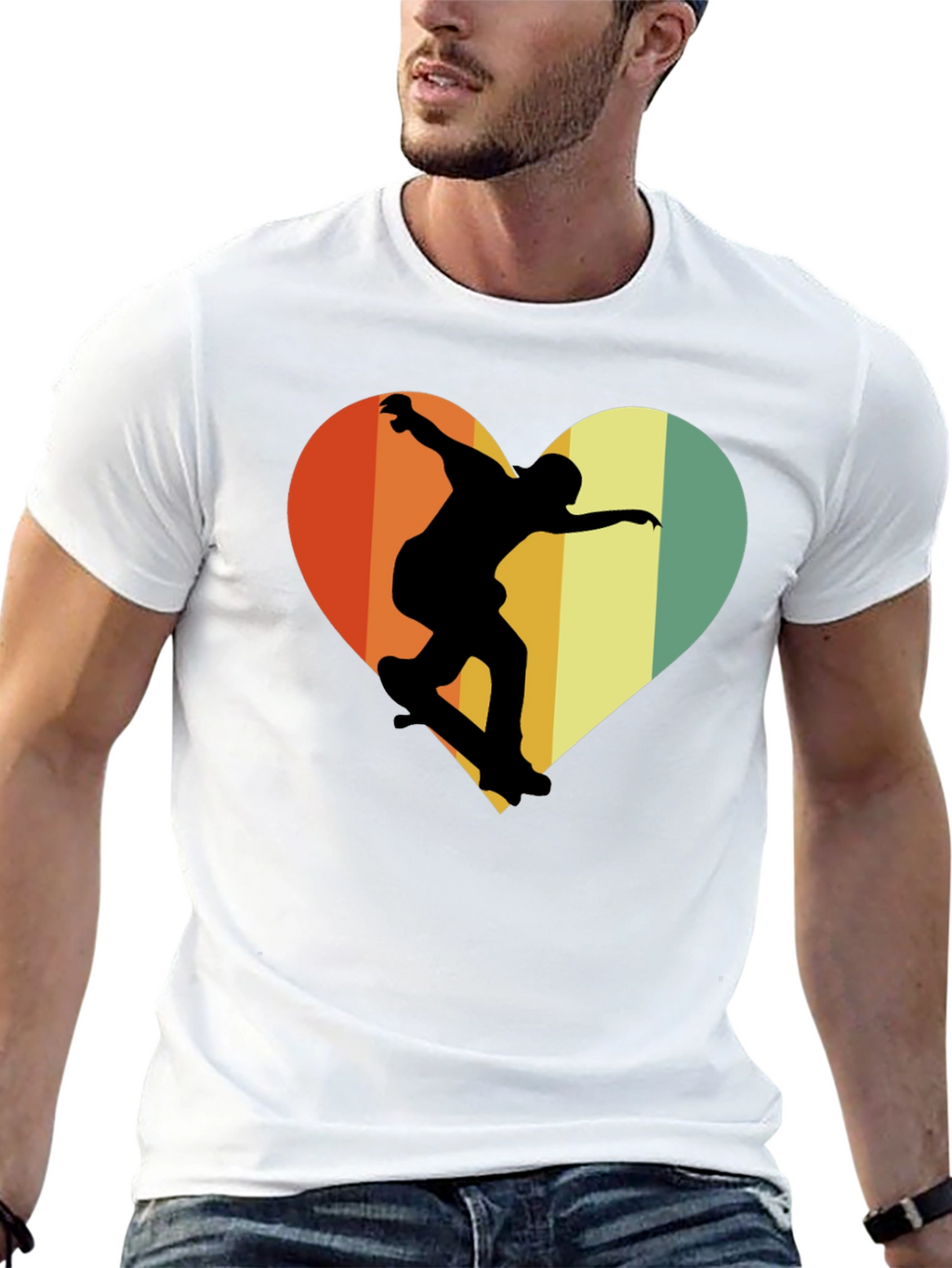 Skateboard Heart Graphic Tee - Retro Style