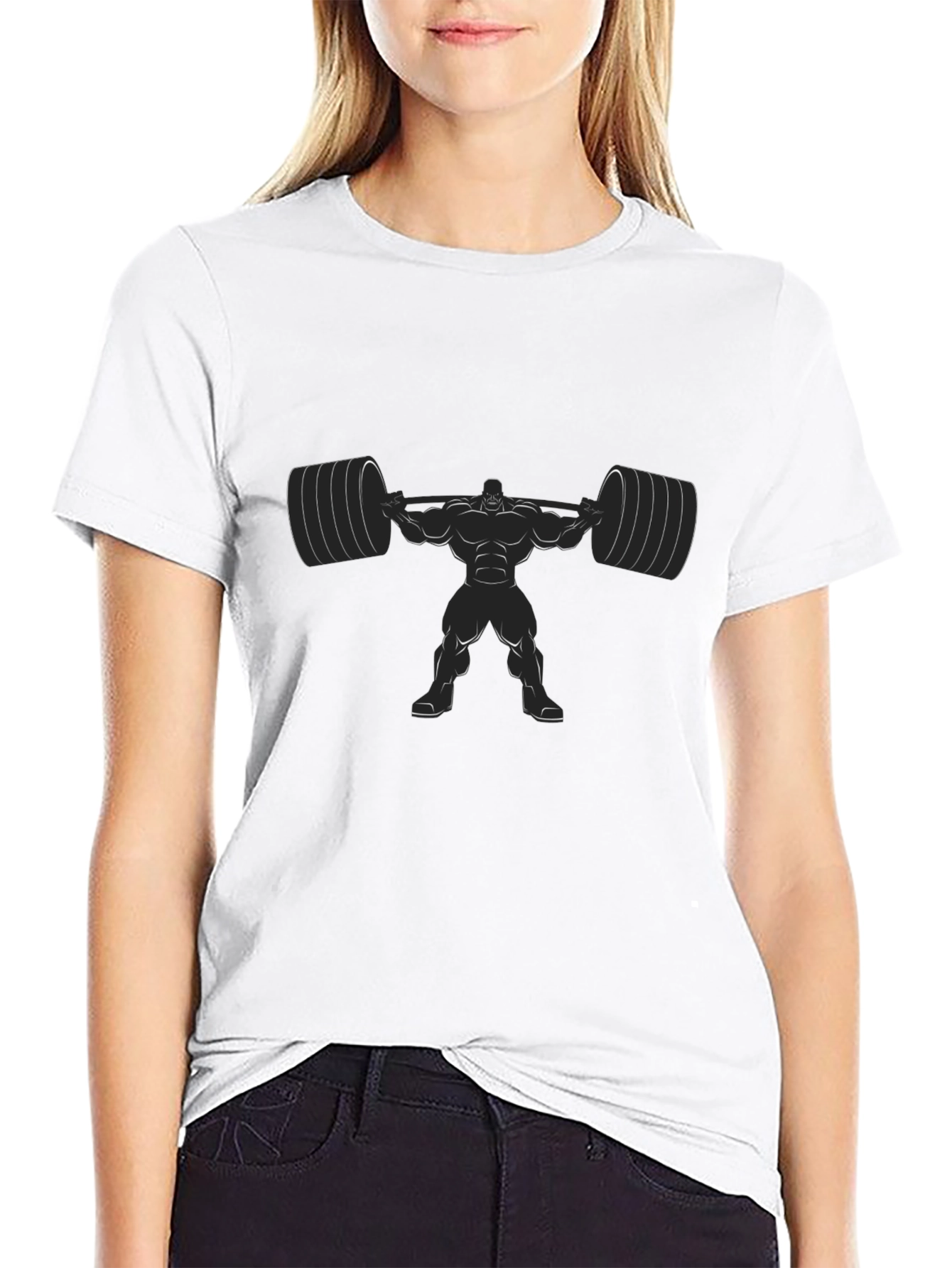 Weightlifter Graphic Tee - Black Cotton Blend Shirt