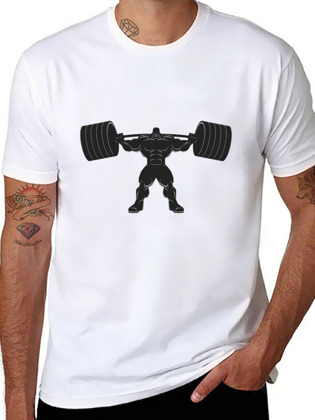 Weightlifter Graphic Tee - Black Cotton Blend Shirt