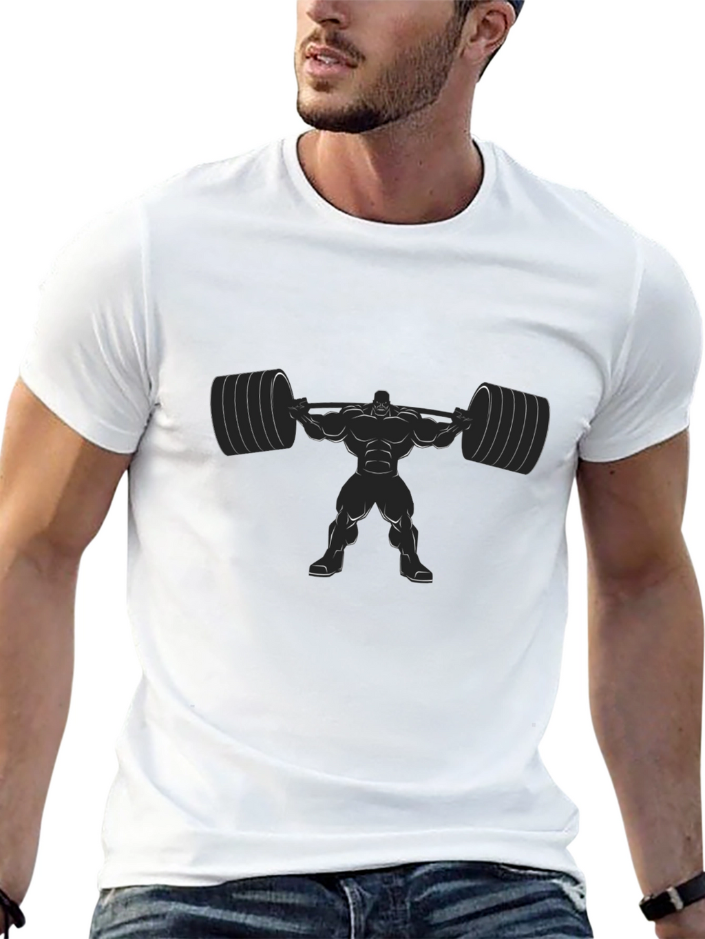 Weightlifter Graphic Tee - Black Cotton Blend Shirt
