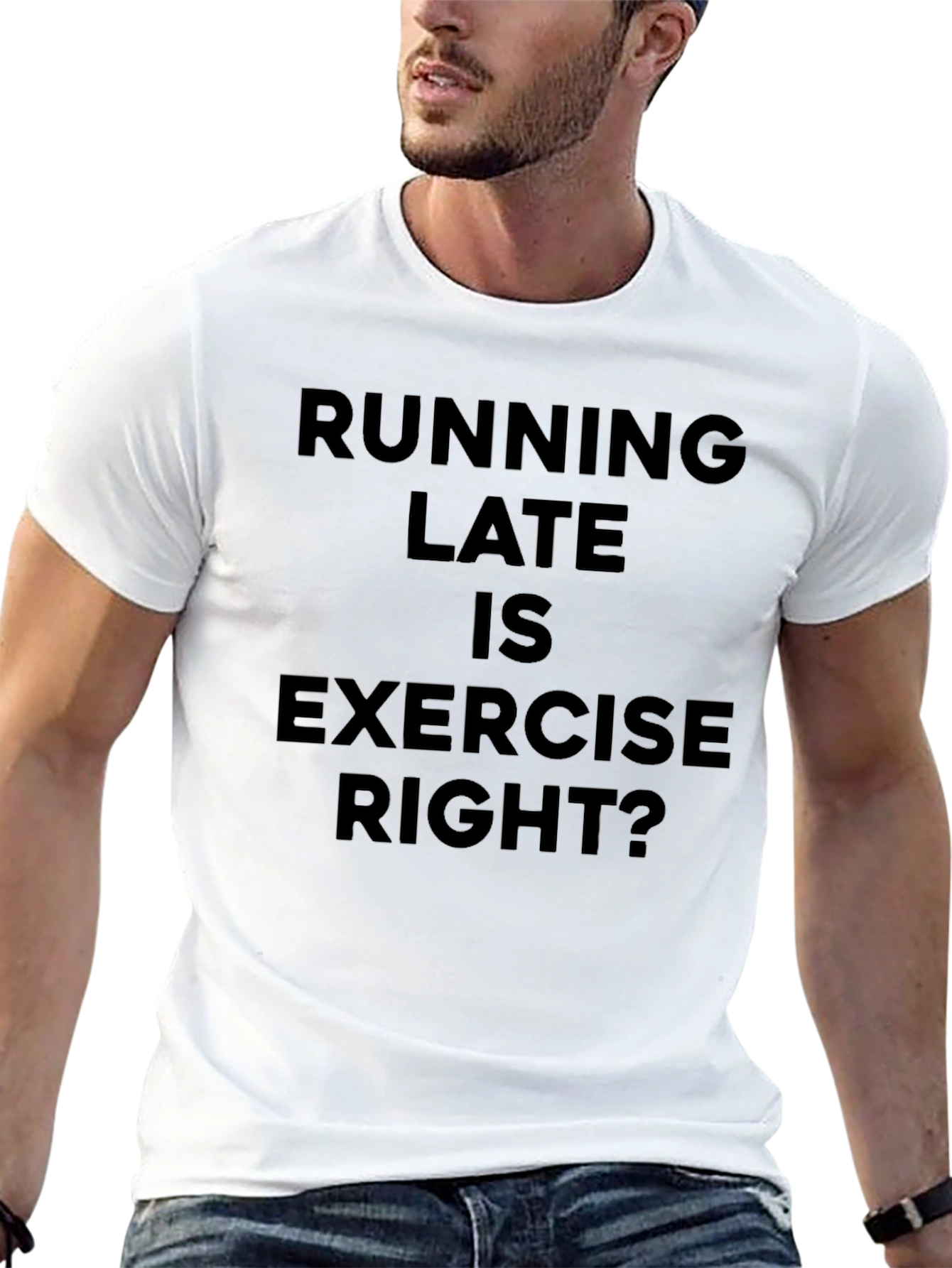Running Late Exercise Funny Black T-Shirt