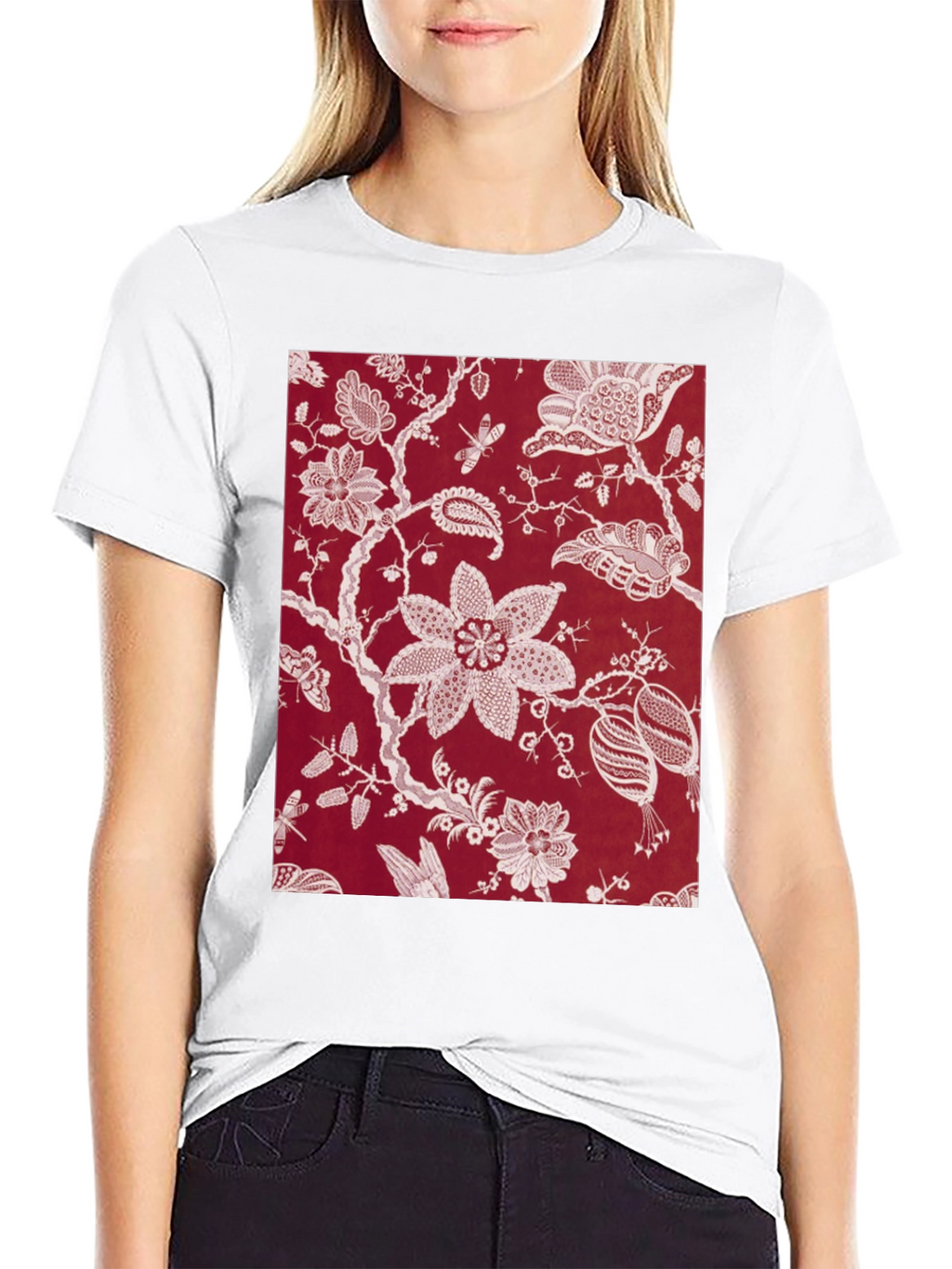 Floral Print Black Tee