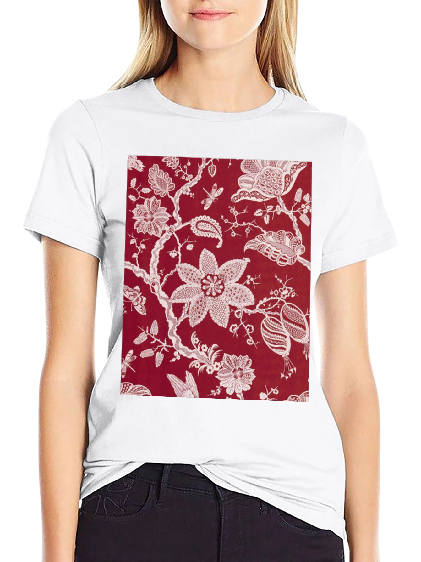 Floral Print Black Tee