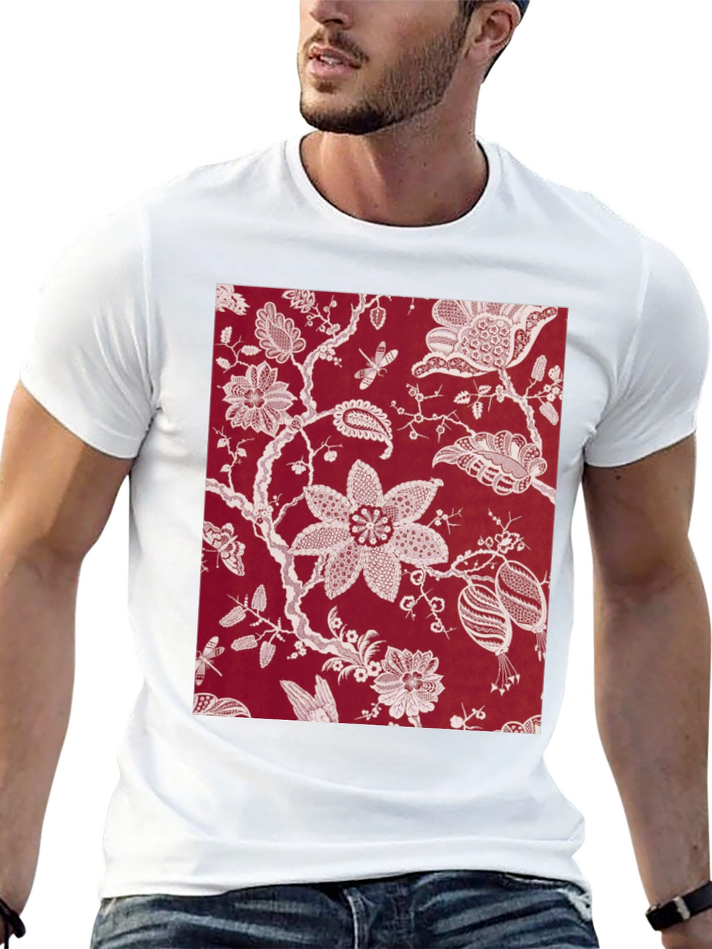 Floral Print Black Tee