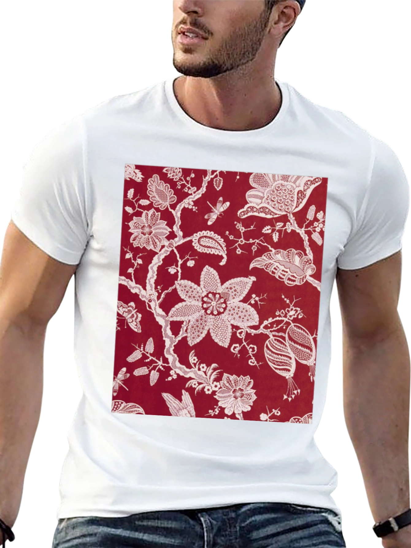 Floral Print Black Tee