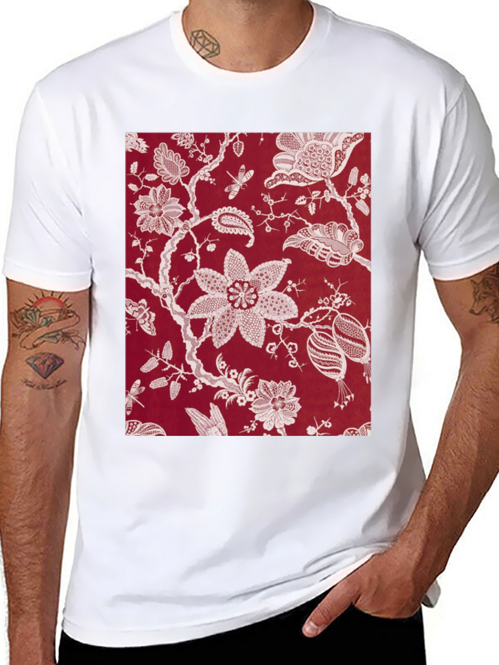 Floral Print Black Tee