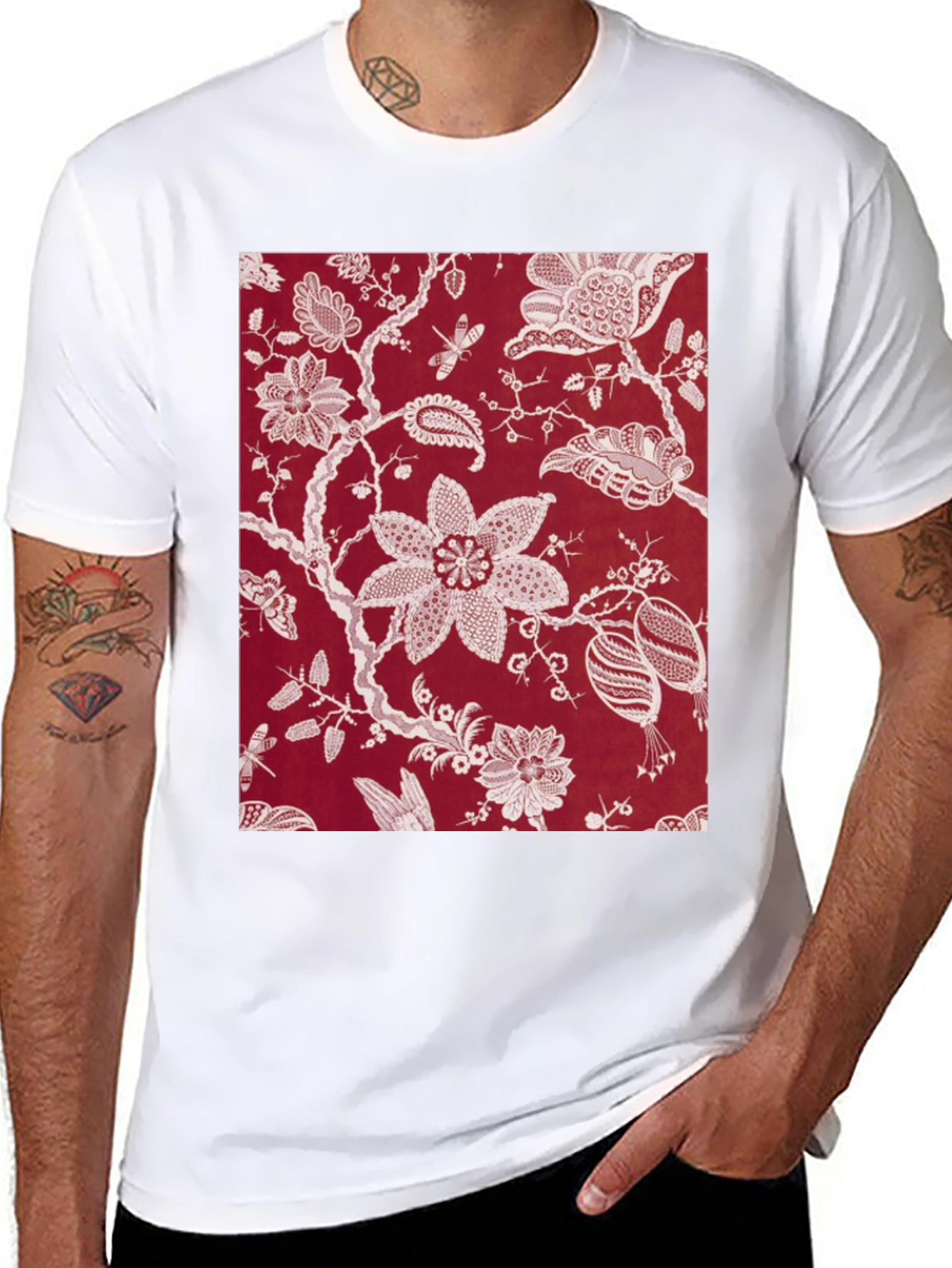 Floral Print Black Tee