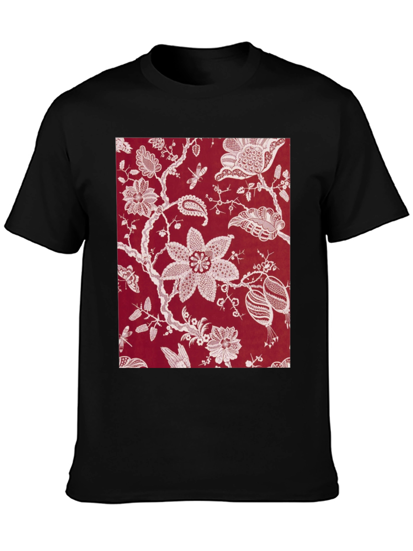 Floral Print Black Tee