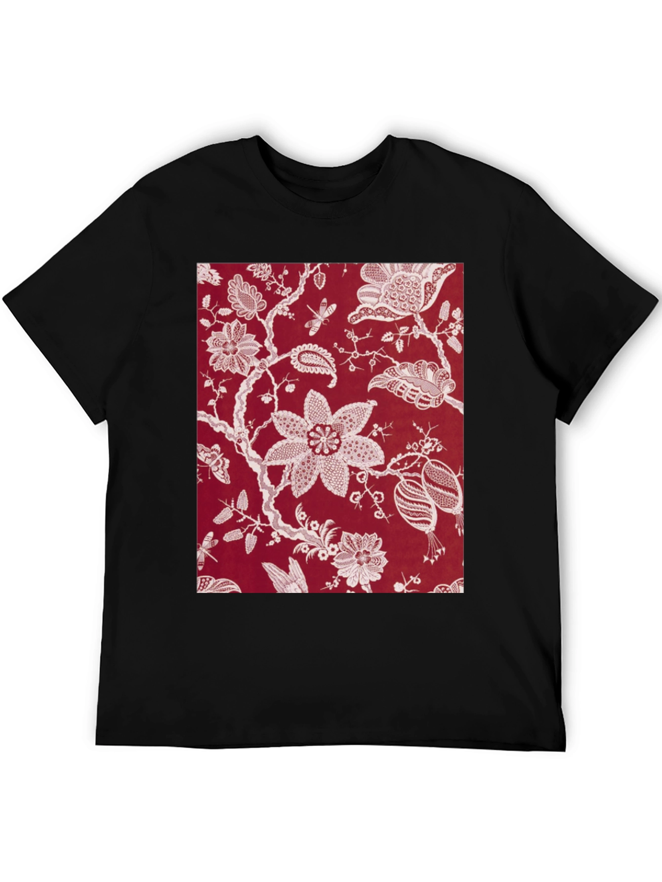 Floral Print Black Tee
