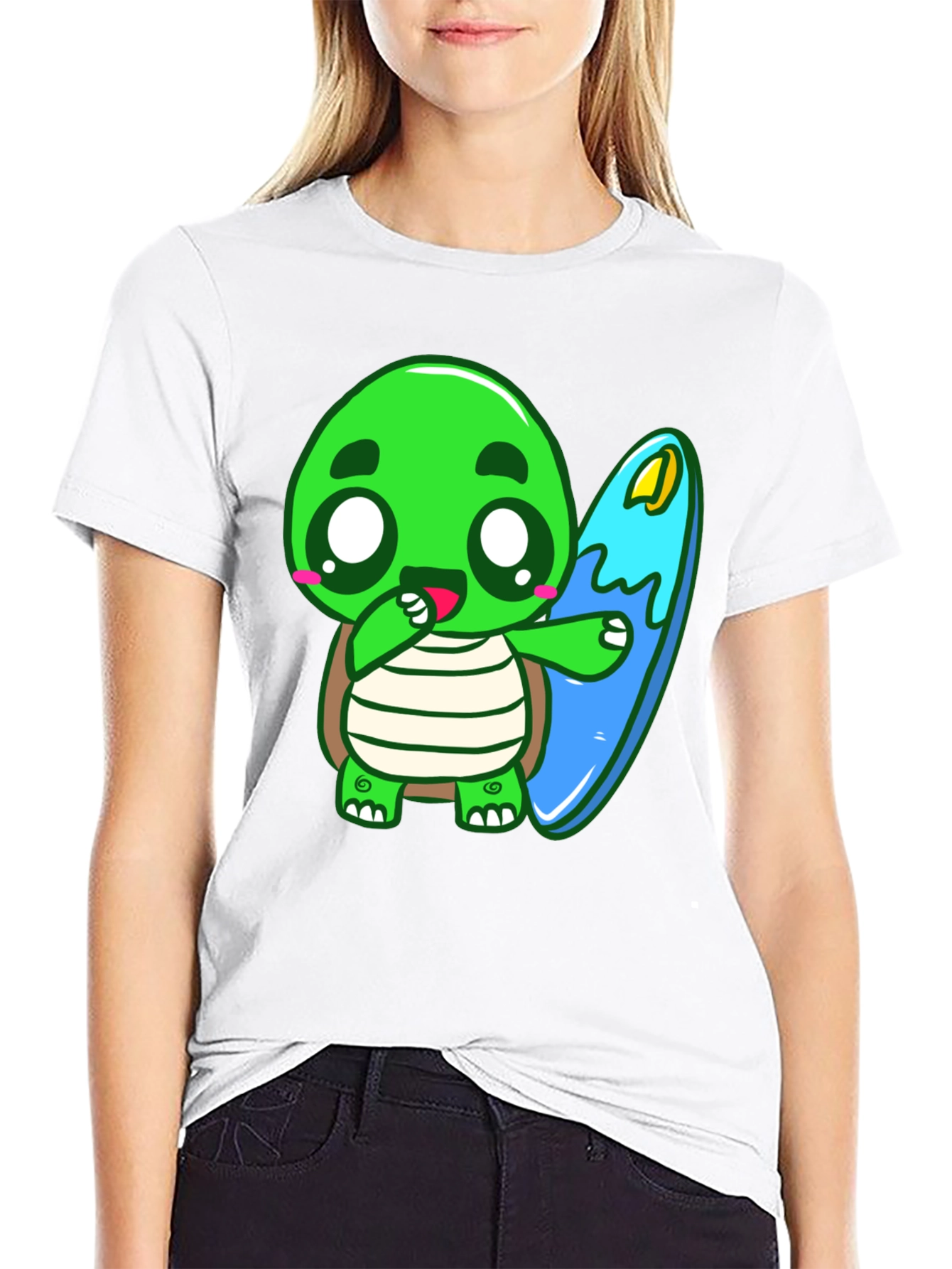 Cute Turtle Surfing Graphic Tee