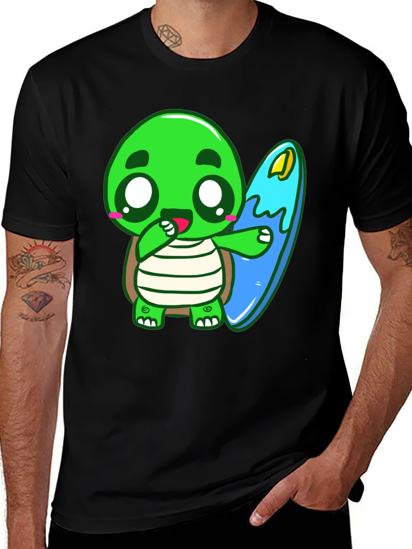 Cute Turtle Surfing Graphic Tee