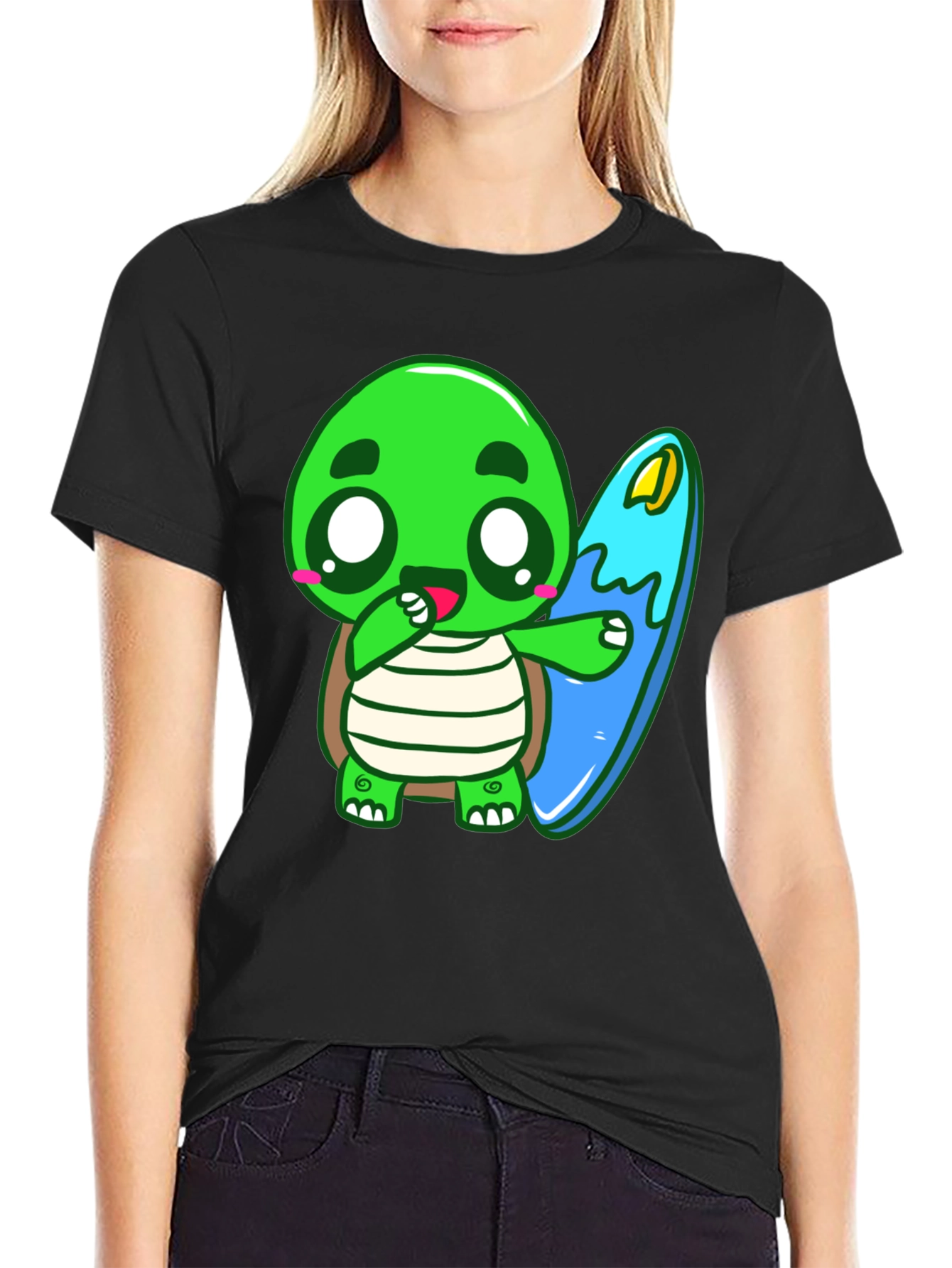 Cute Turtle Surfing Graphic Tee