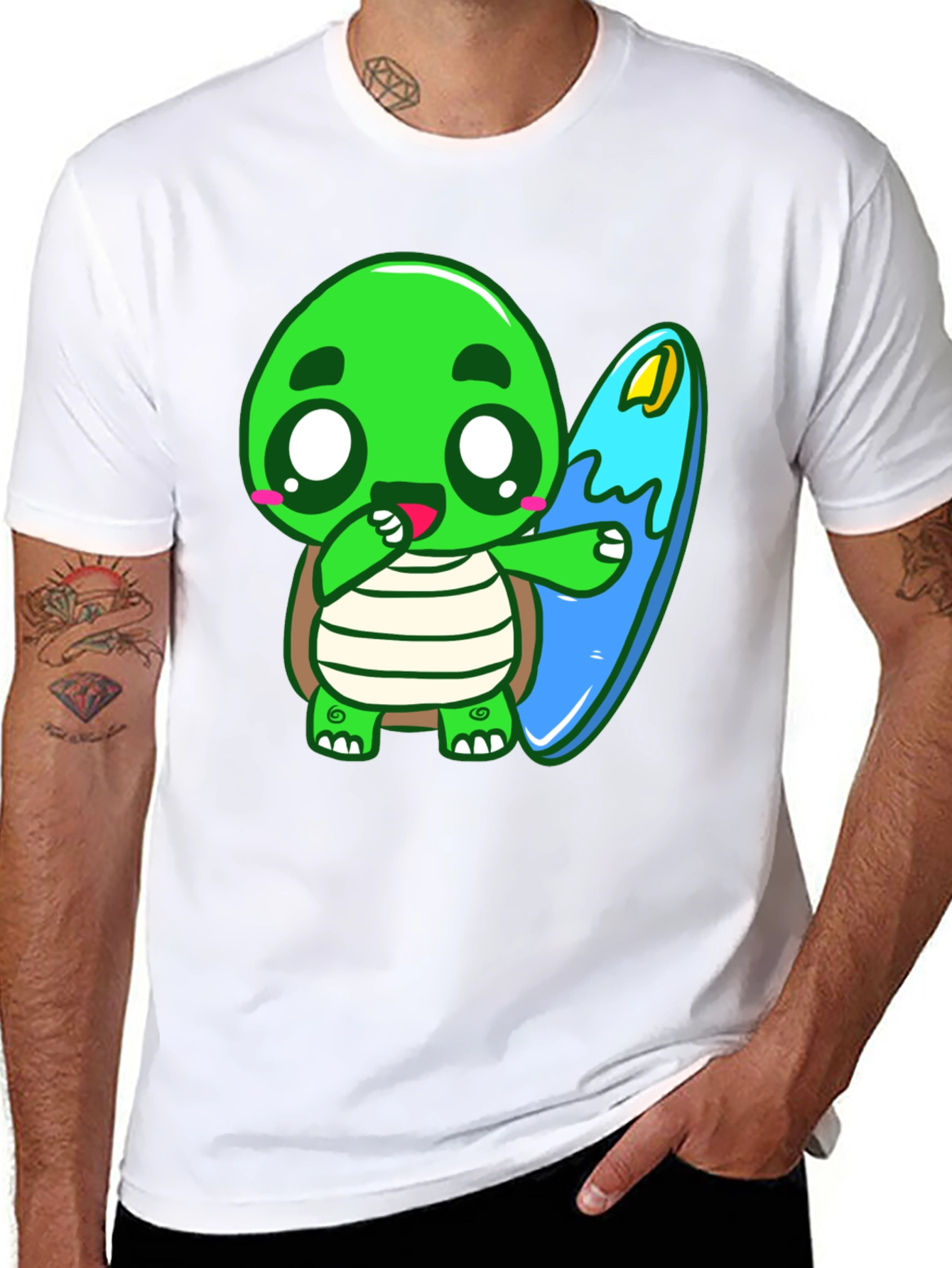 Cute Turtle Surfing Graphic Tee