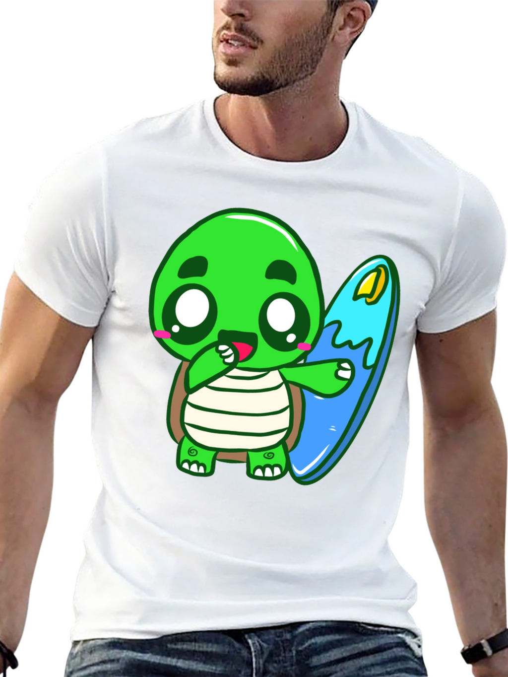 Cute Turtle Surfing Graphic Tee