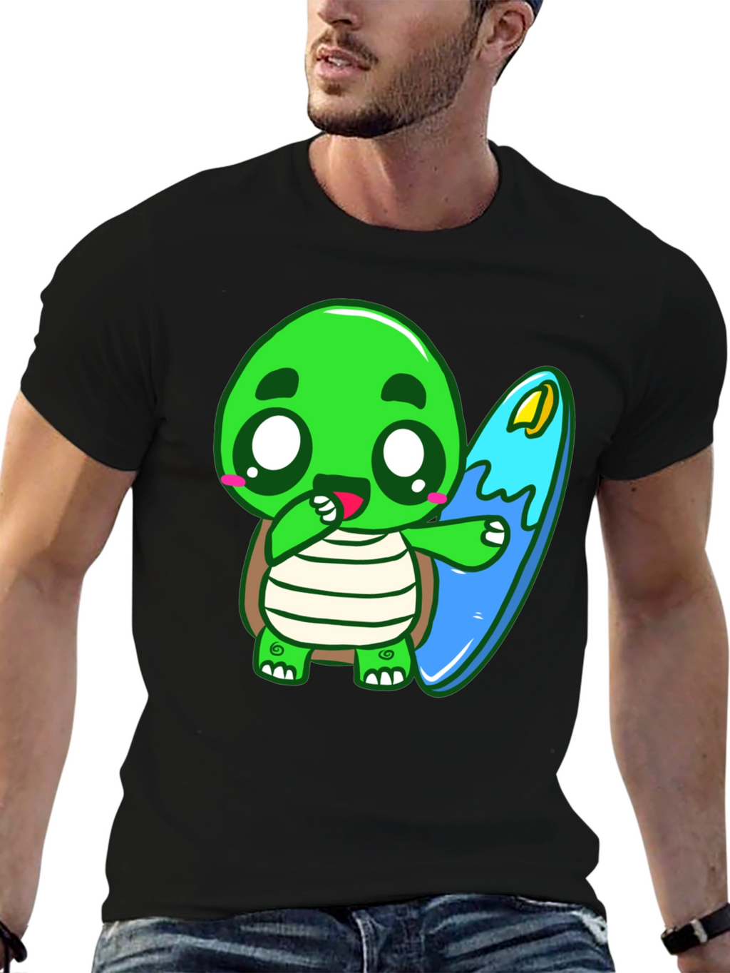 Cute Turtle Surfing Graphic Tee
