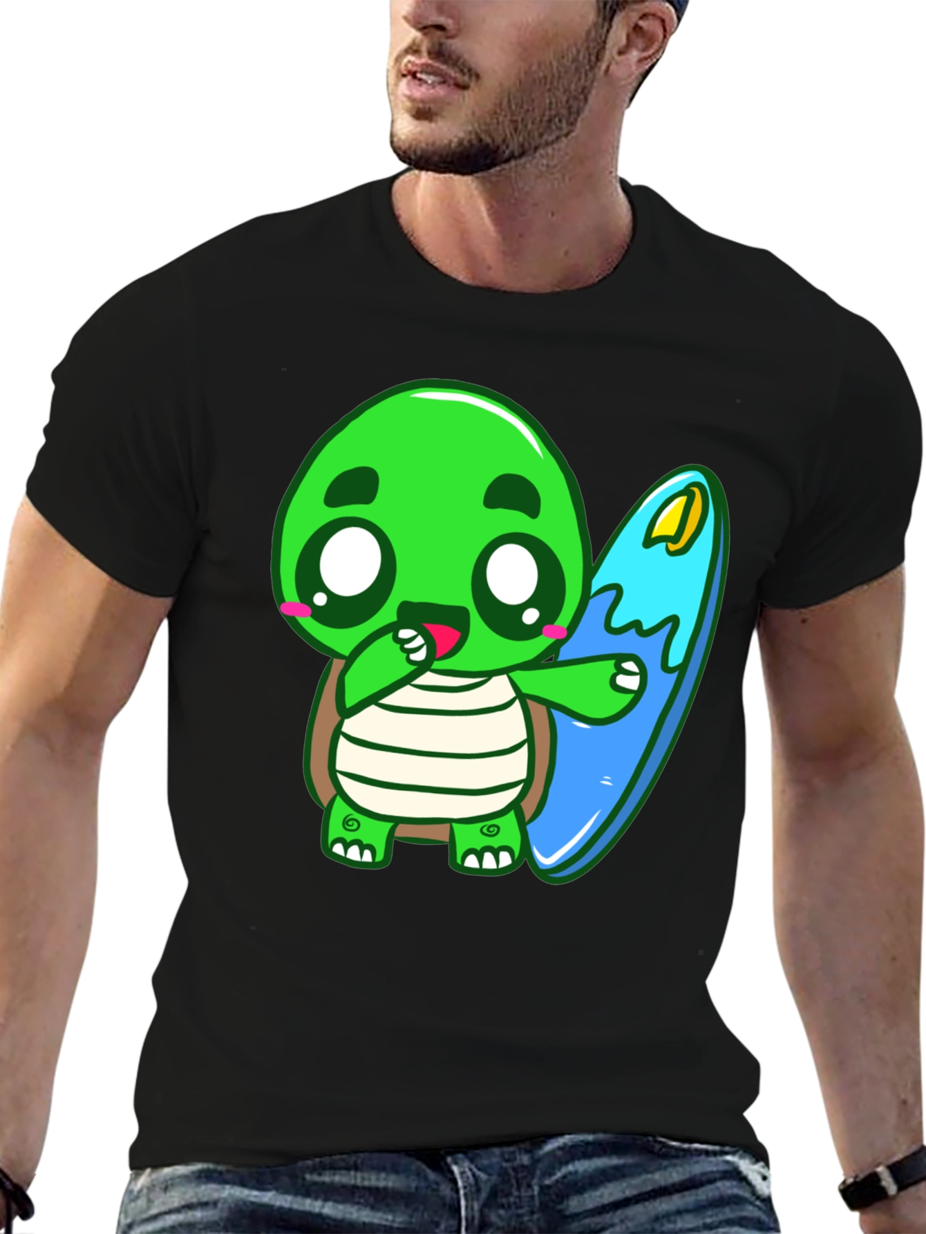 Cute Turtle Surfing Graphic Tee