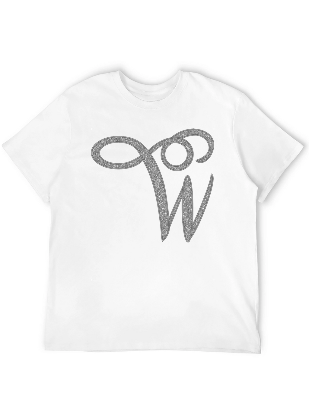 Stylish Black Tee with Glitter W Design