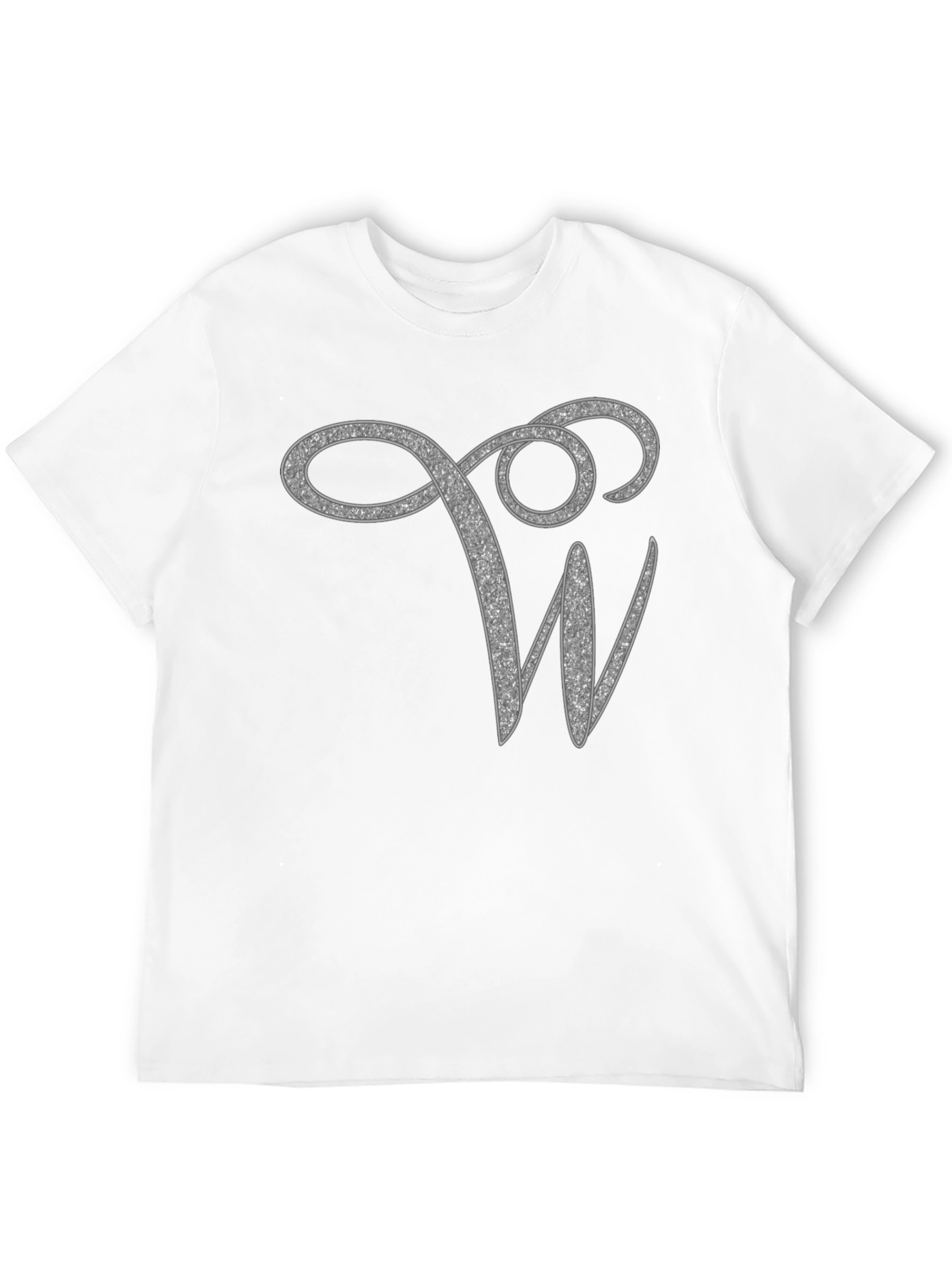 Stylish Black Tee with Glitter W Design