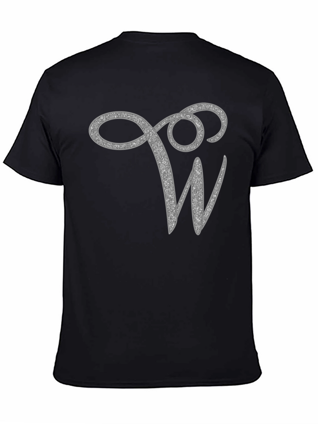 Stylish Black Tee with Glitter W Design