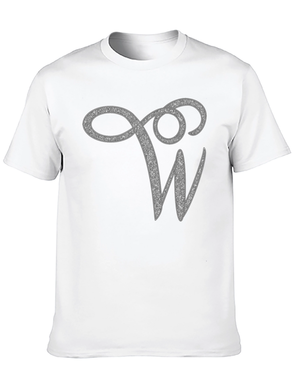 Stylish Black Tee with Glitter W Design