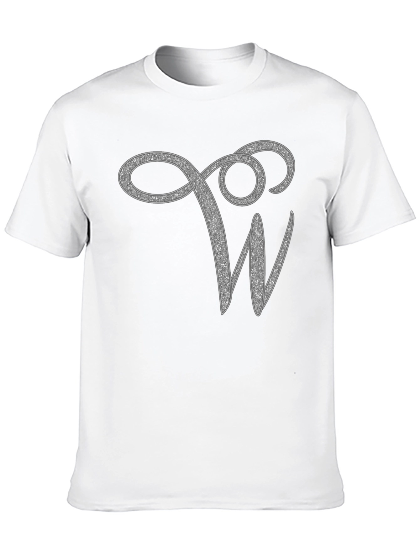 Stylish Black Tee with Glitter W Design