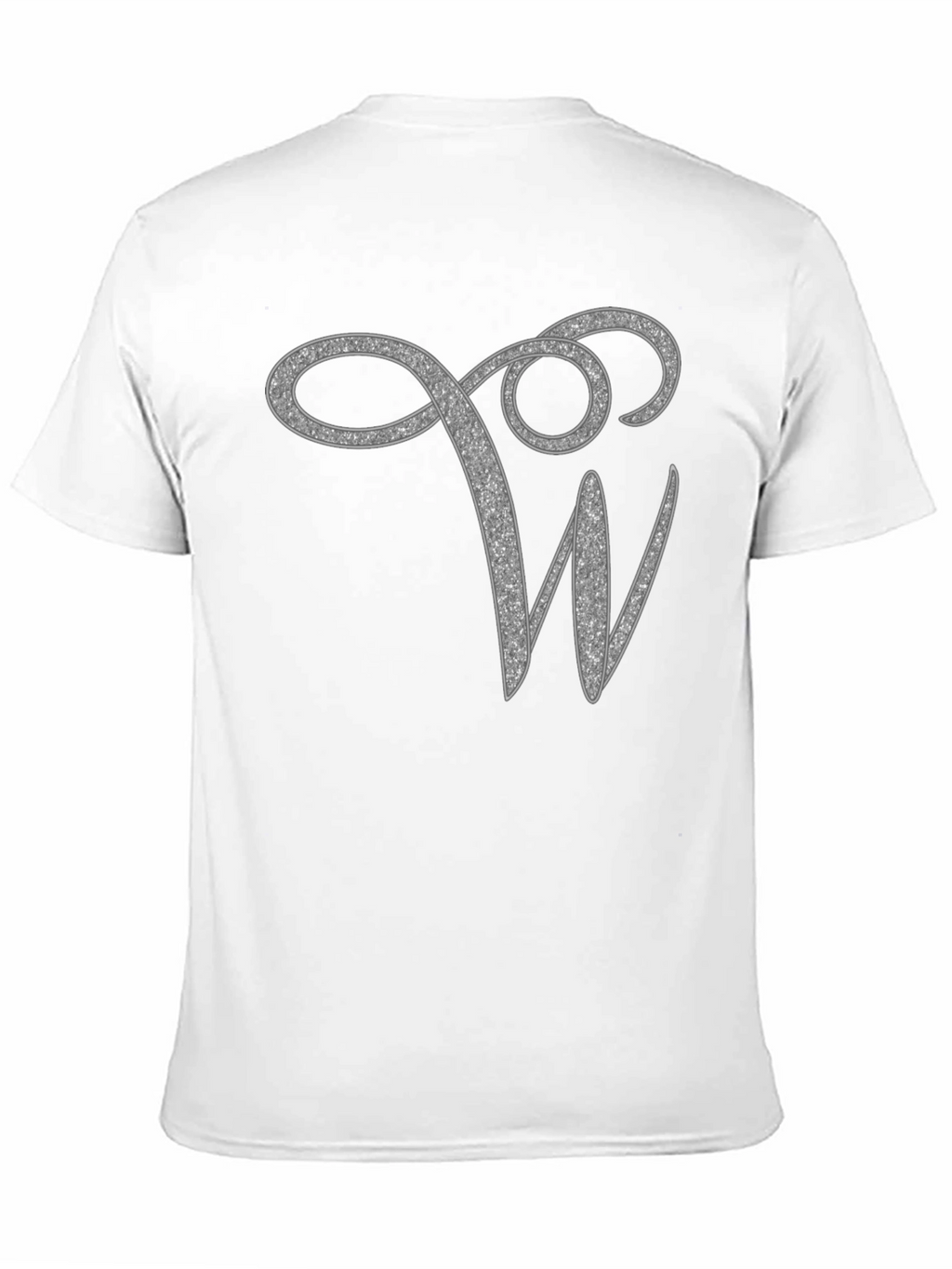 Stylish Black Tee with Glitter W Design